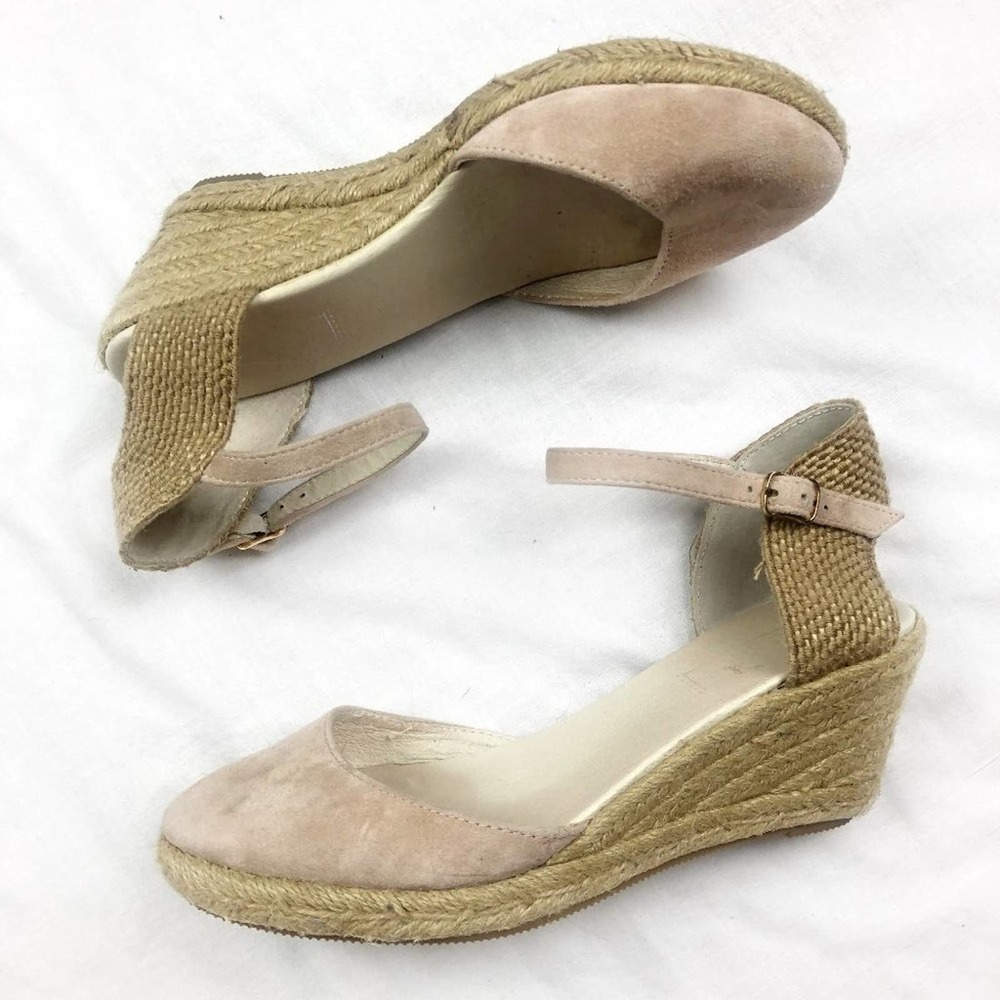 TopShop Nude Espadrille Ankle-Strap Wedges